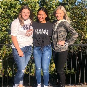 MAMA leopard slogan graphic long sleeve tee